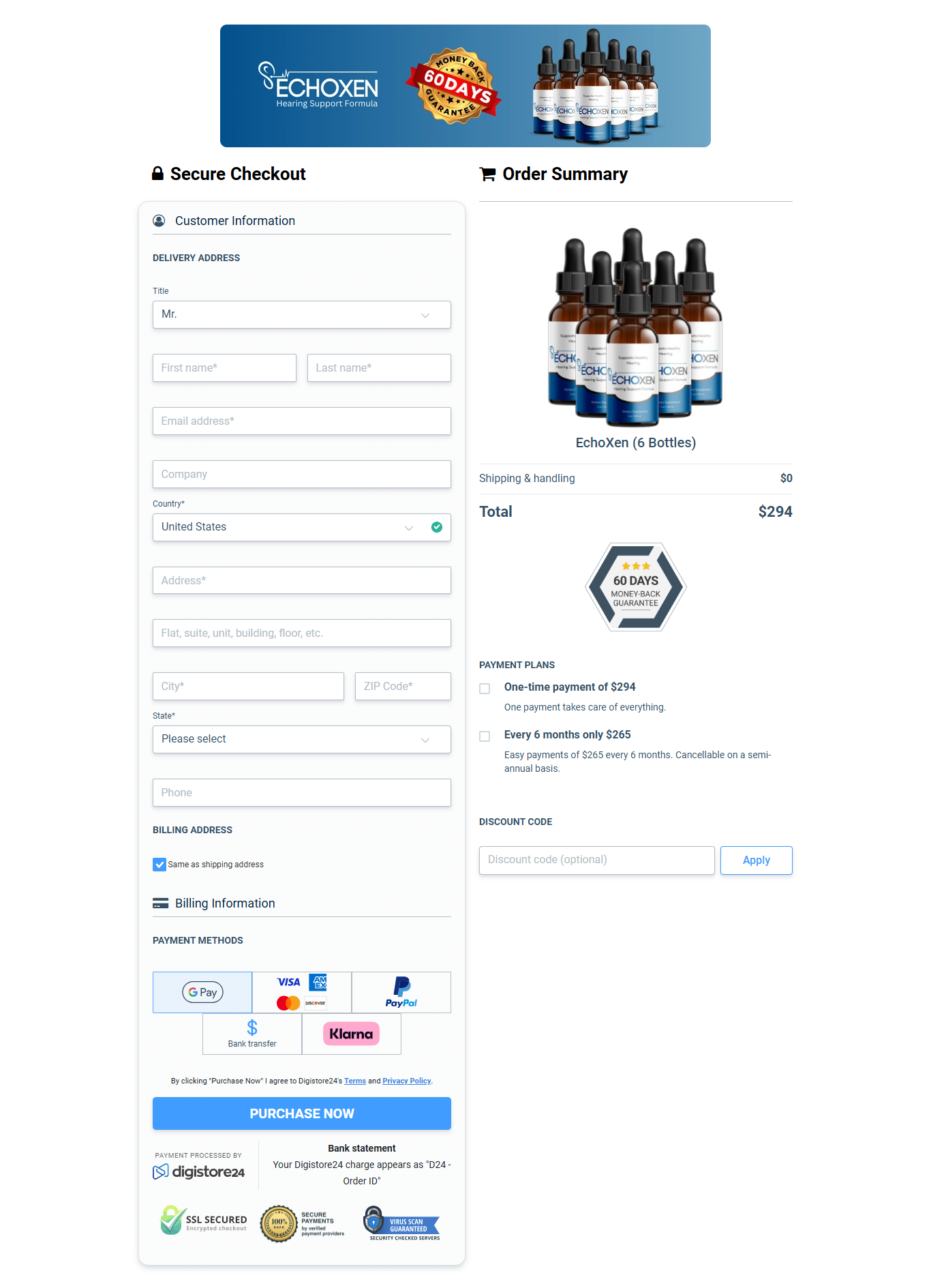 Echoxen Payment Screen